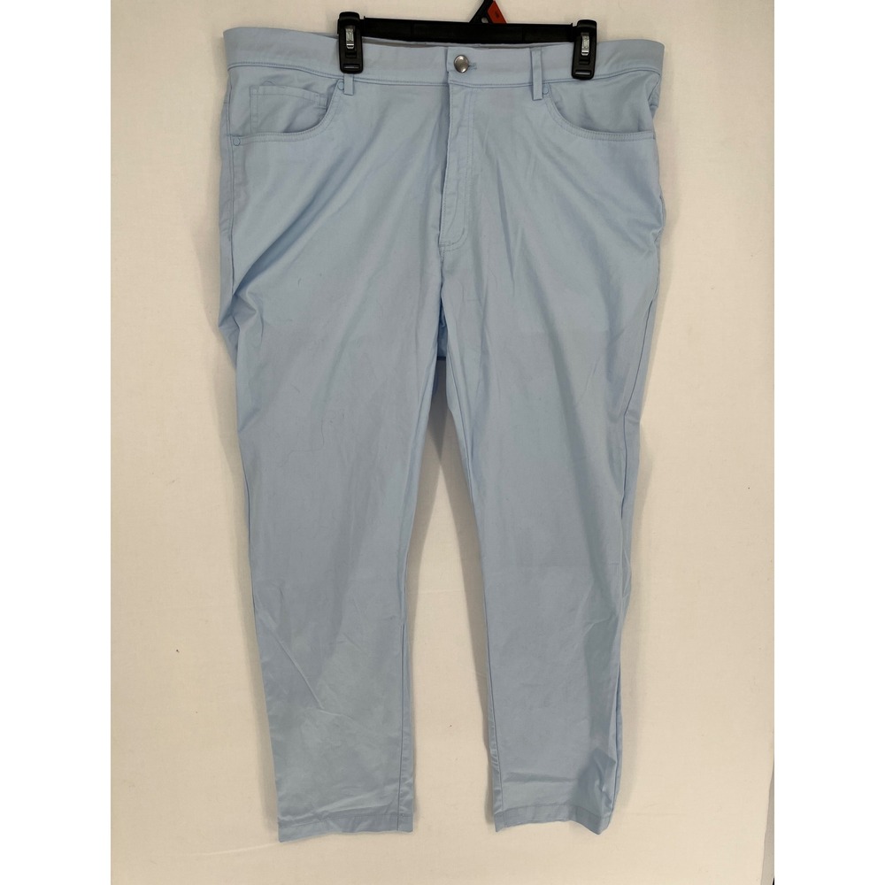 Greg Norman Mens Golf Pants Light Blue 5-Pocket Stretch Cotton Blend 38W 32L